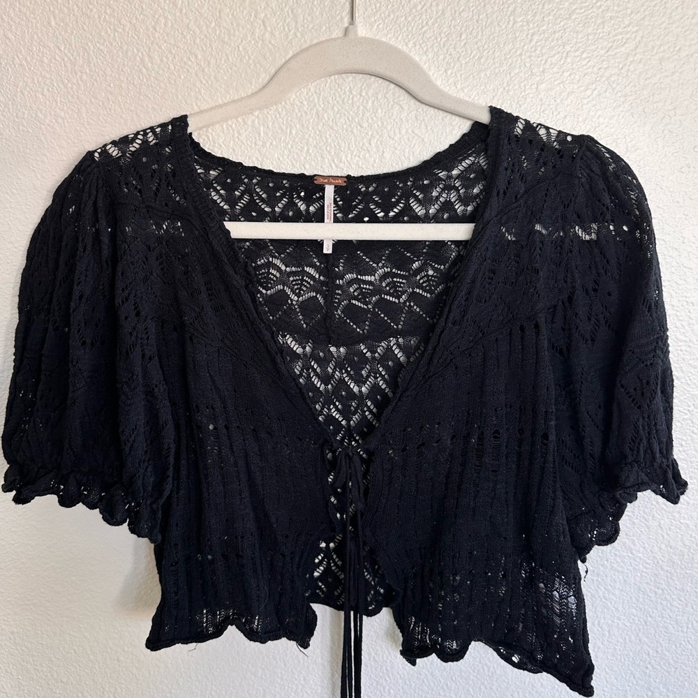Free People Black Knit Top